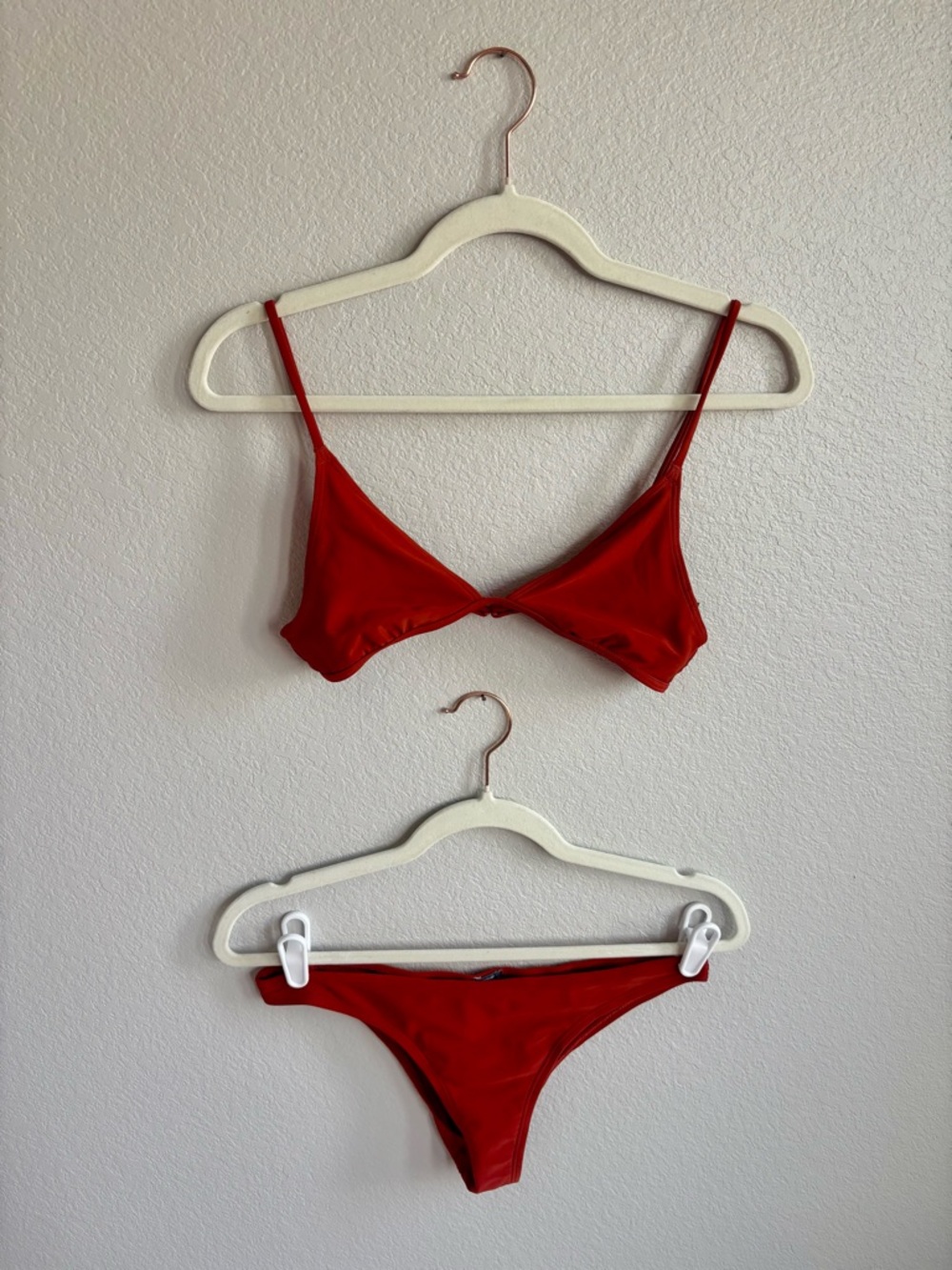 Aerie Rust Red Triangle Bikini Set with Low-Rise Bottoms